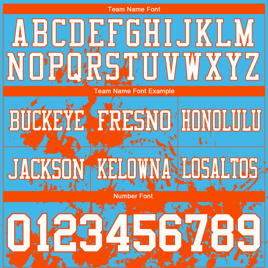 Custom Sky Blue White-Orange 3D Pattern Splash Authentic Football Jersey