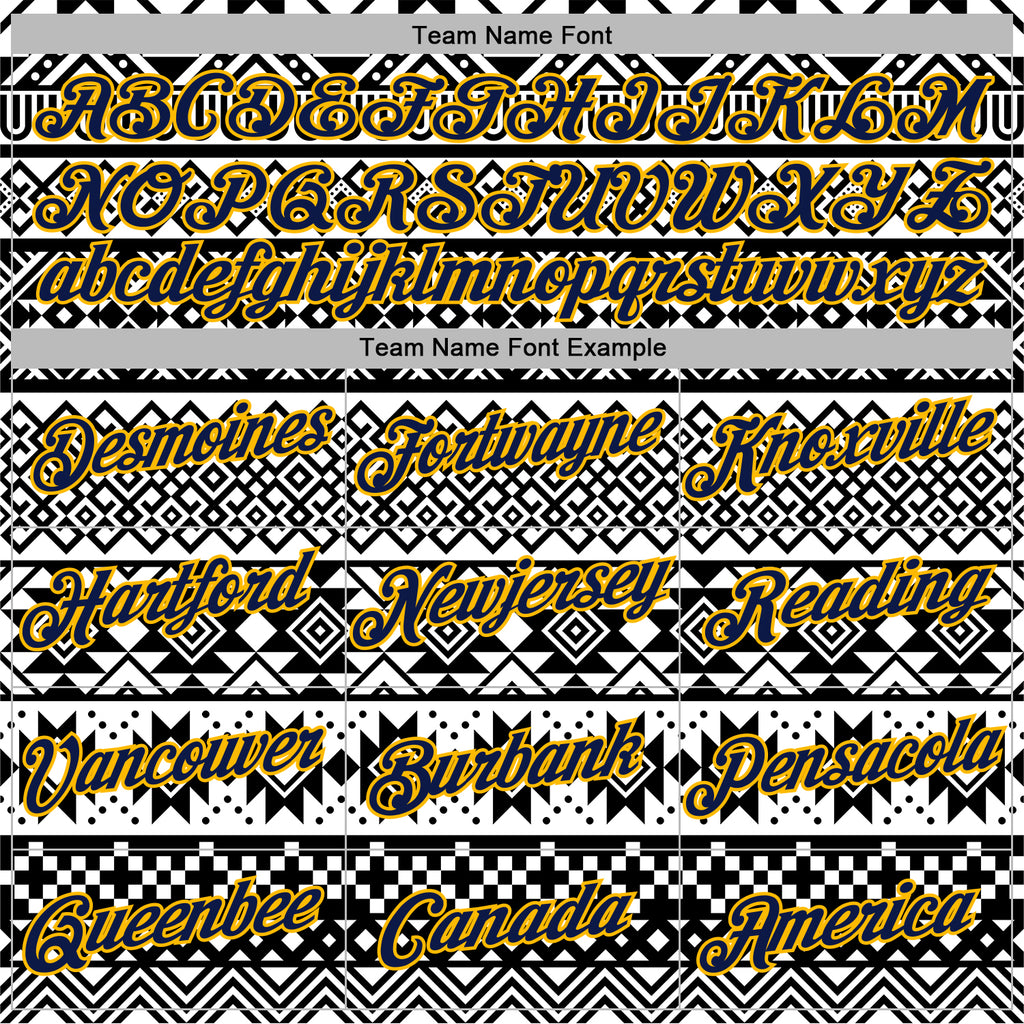 Custom Stitched White Navy-Gold 3D Pattern Design Tribal Ethnic Native American Sports Pullover Sweatshirt Hoodie