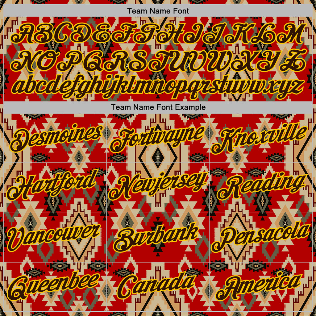 Custom Stitched Red Brown-Yellow 3D Pattern Design Tribal Ethnic Native American Sports Pullover Sweatshirt Hoodie
