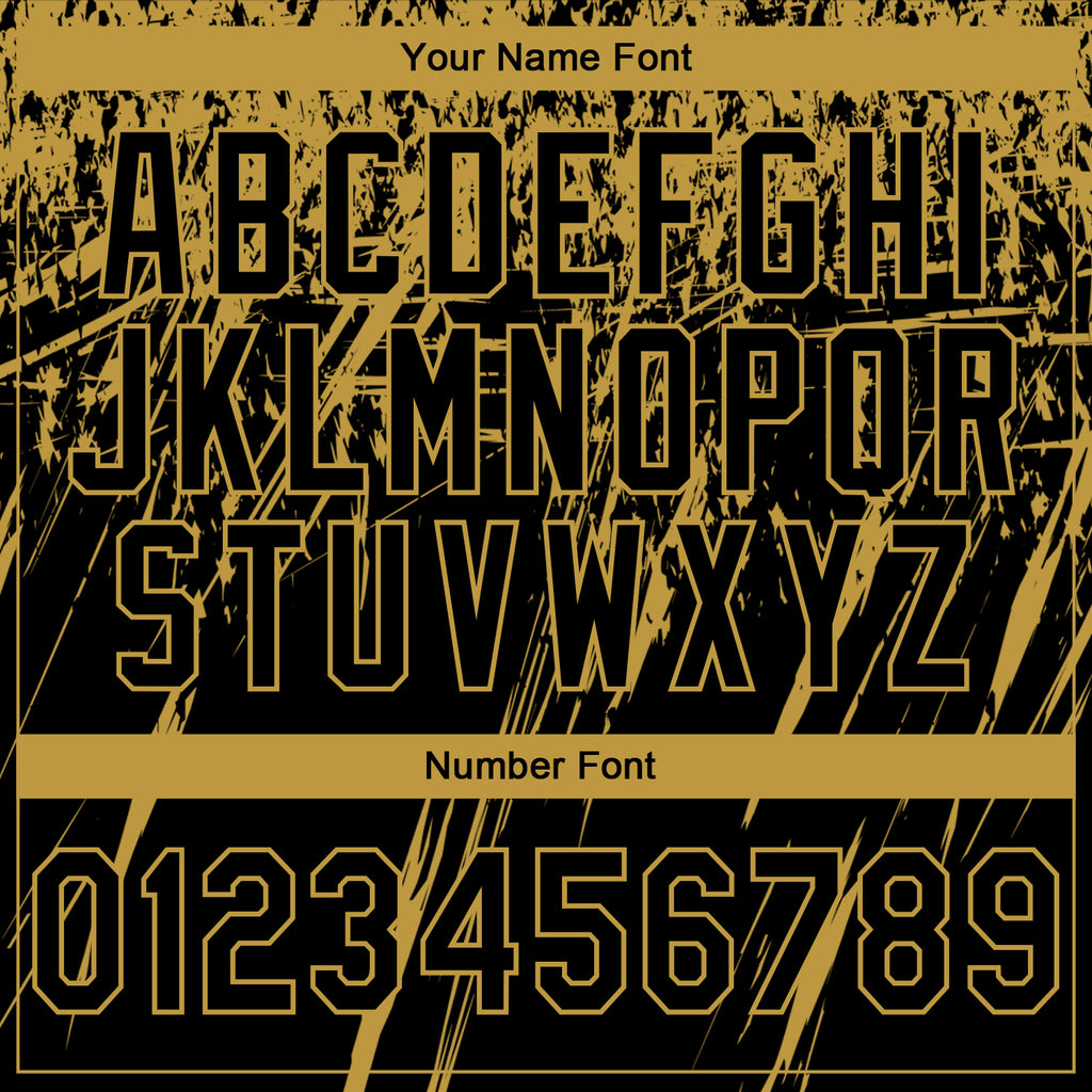 Custom Stitched Black Old Gold 3D Pattern Design Splash Grunge Art Sports Pullover Sweatshirt Hoodie