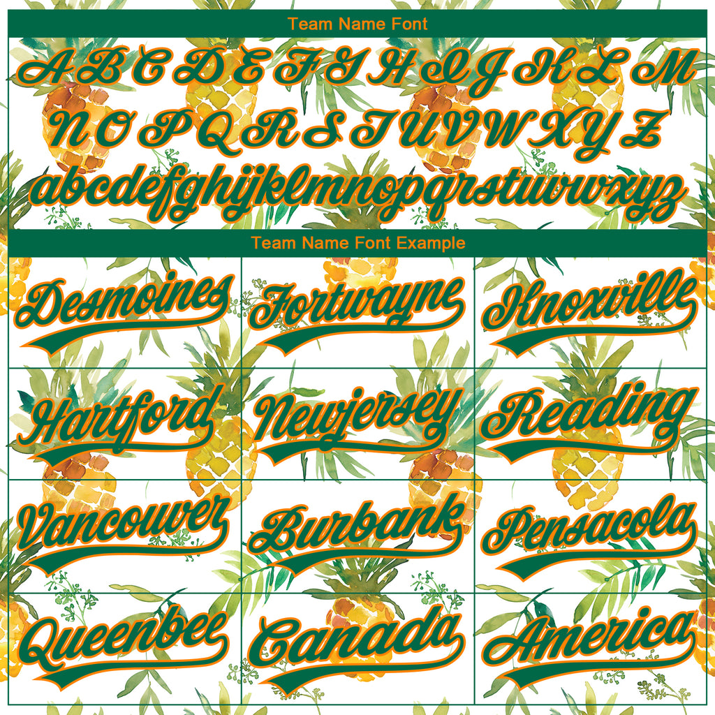 Custom Stitched White Kelly Green-Bay Orange 3D Pattern Design Fruit Pineapples Sports Pullover Sweatshirt Hoodie
