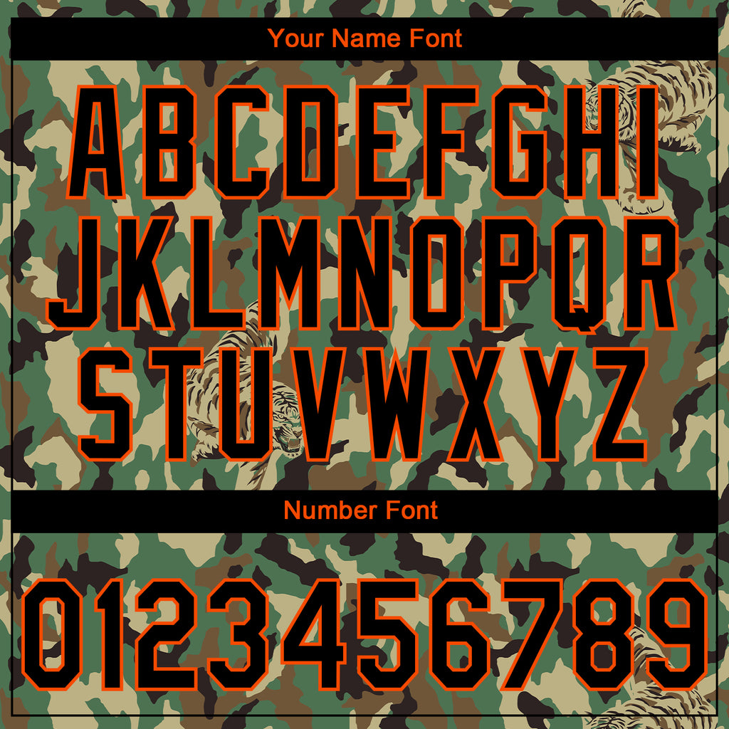 Custom Stitched Camo Black-Orange 3D Animal Tiger Sports Pullover Sweatshirt Salute To Service Hoodie