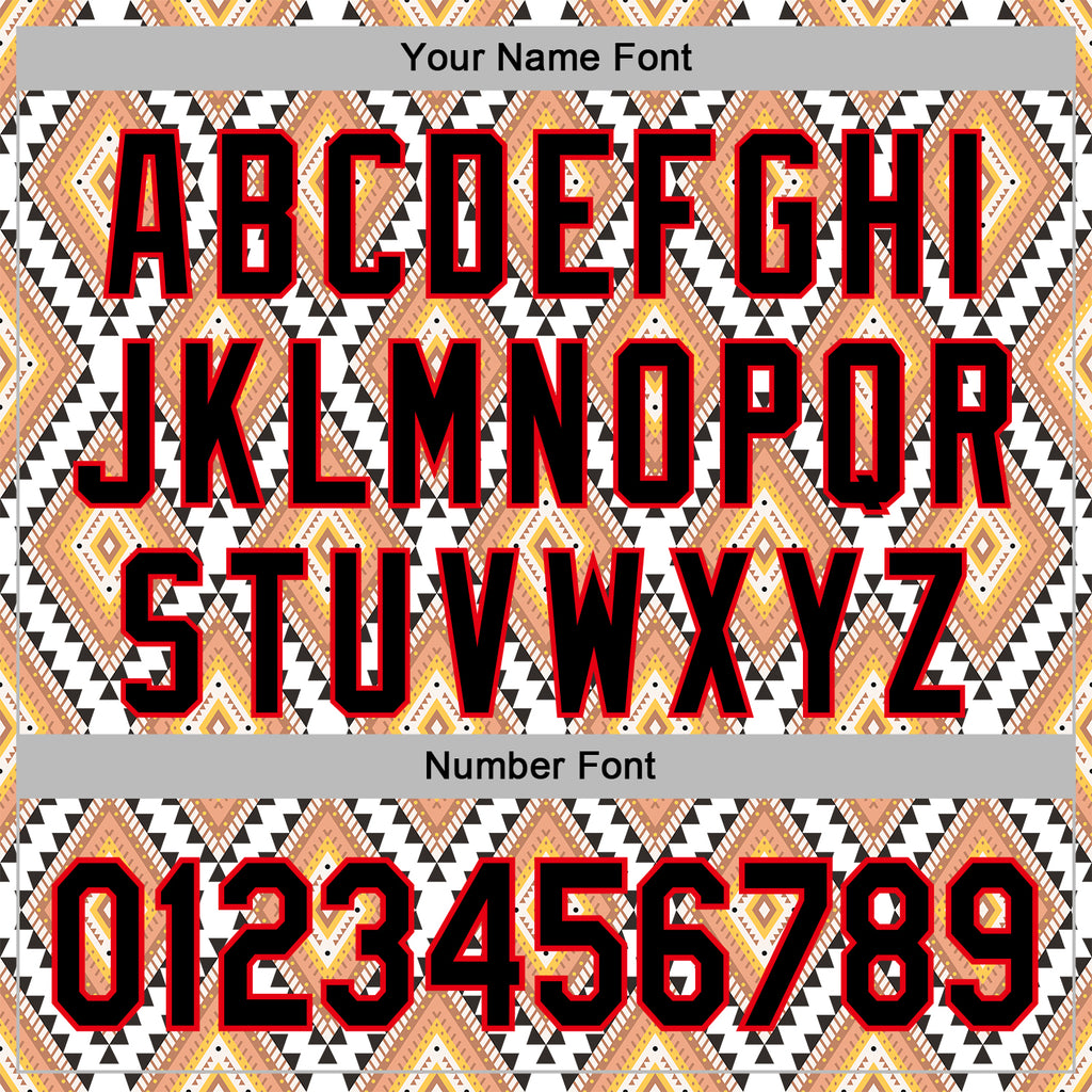 Custom Stitched White Black Yellow-Fire Red 3D Mexico Aztec Pattern Sports Pullover Sweatshirt Hoodie