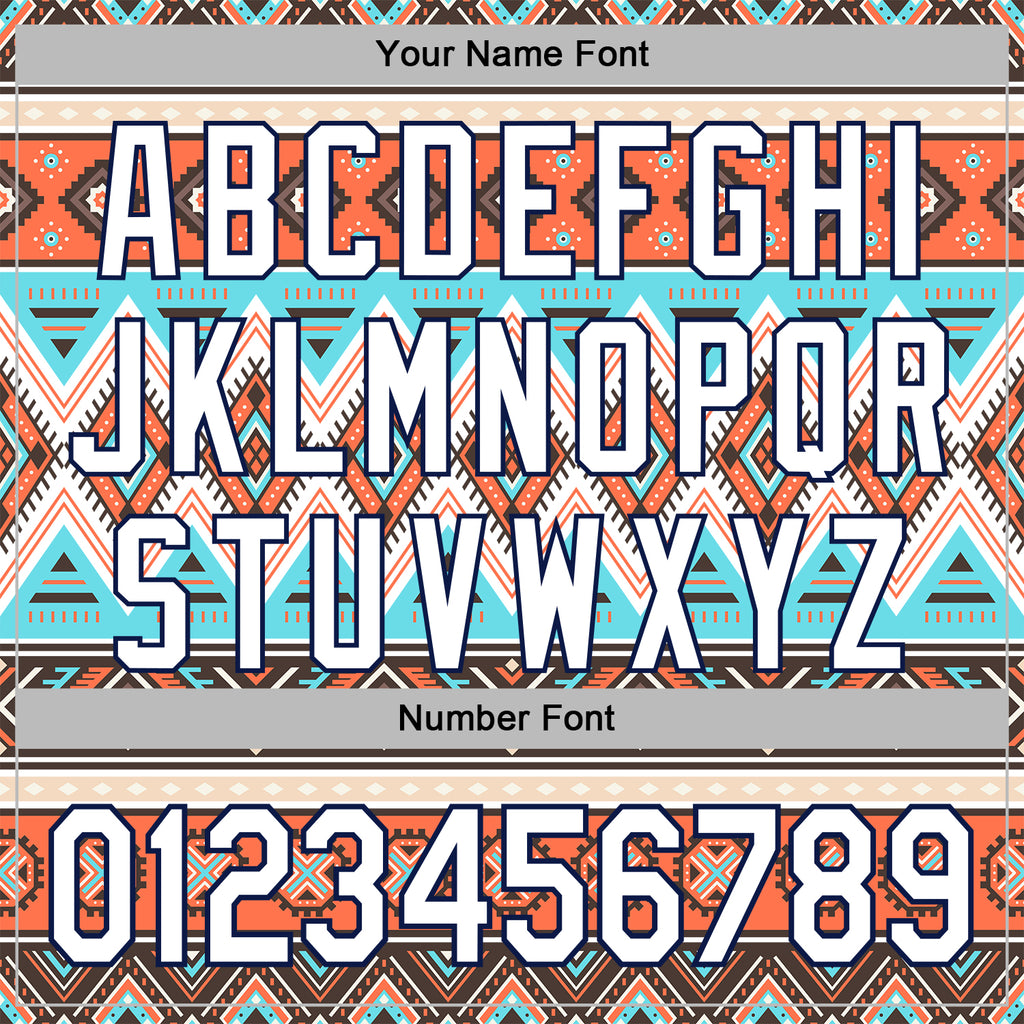 Custom Stitched White Gray Orange Blue-Navy 3D Mexico Aztec Pattern Sports Pullover Sweatshirt Hoodie