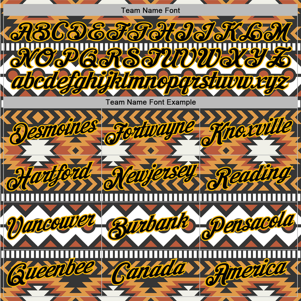 Custom Stitched White Black Orange-Gold 3D Mexico Aztec Pattern Sports Pullover Sweatshirt Hoodie