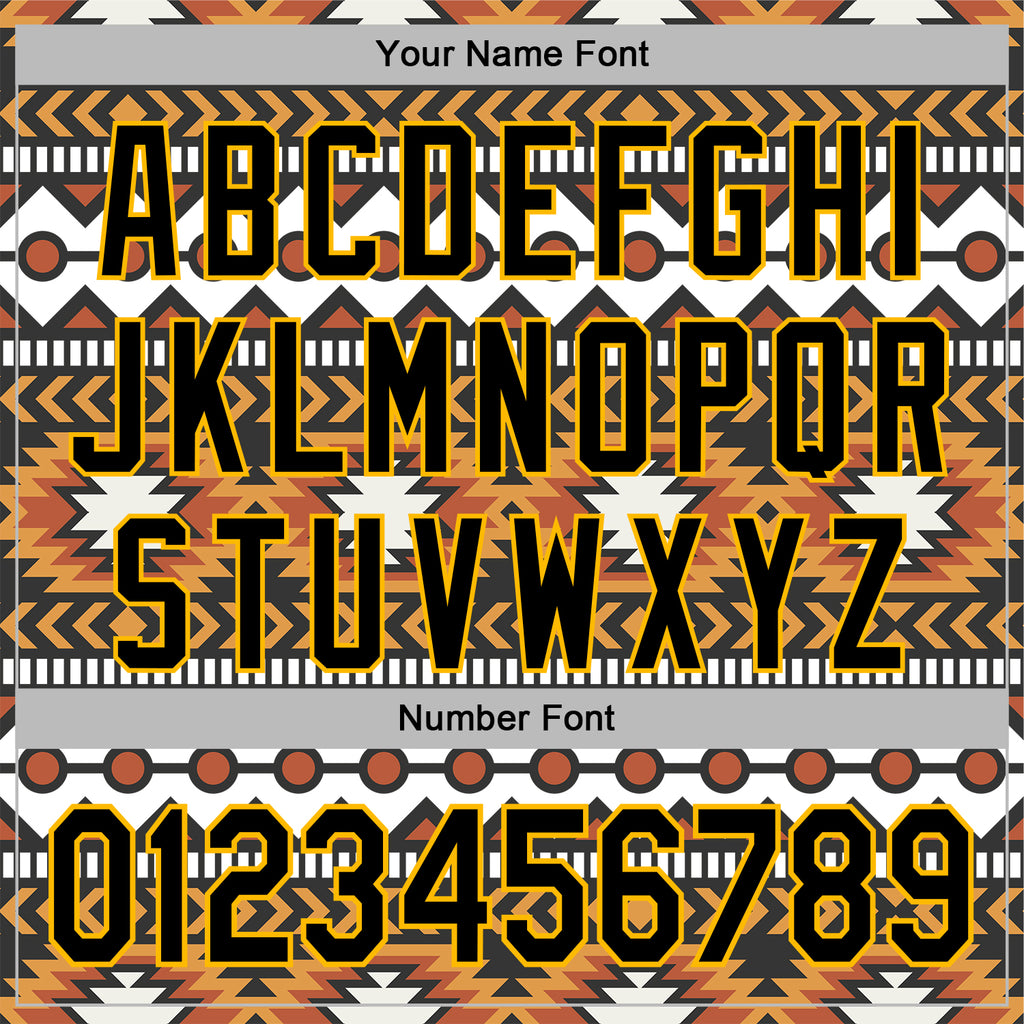 Custom Stitched White Black Orange-Gold 3D Mexico Aztec Pattern Sports Pullover Sweatshirt Hoodie