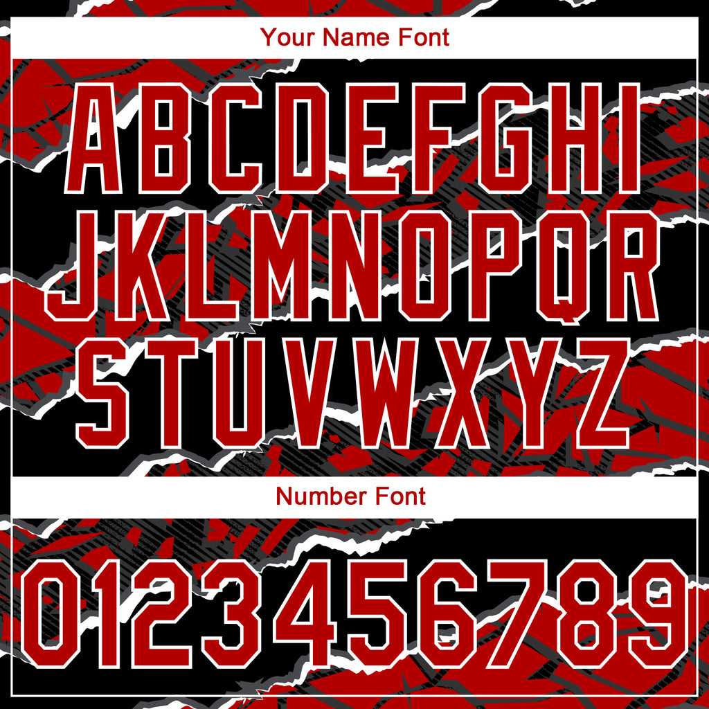 Custom Stitched Black Red-White 3D Pattern Design Torn Paper Style Sports Pullover Sweatshirt Hoodie