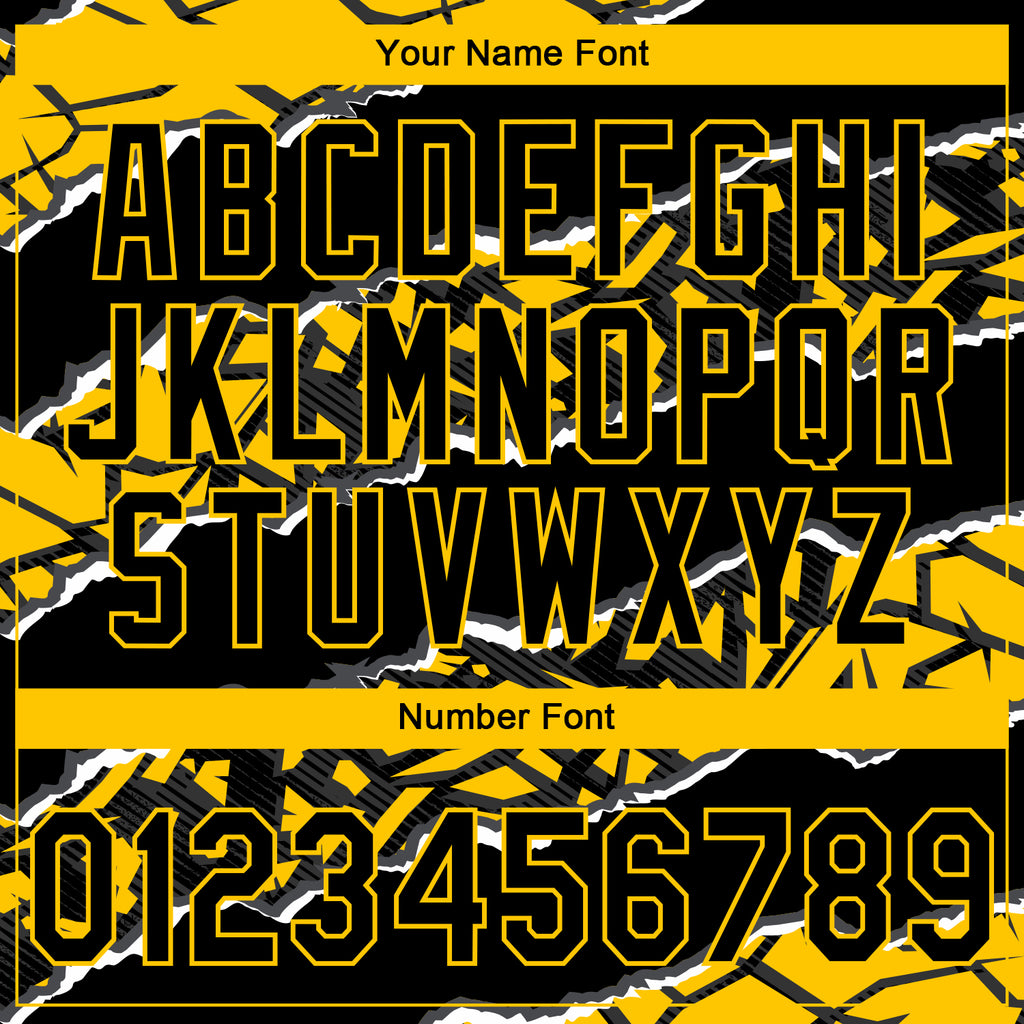 Custom Stitched Black Yellow-White 3D Pattern Design Torn Paper Style Sports Pullover Sweatshirt Hoodie