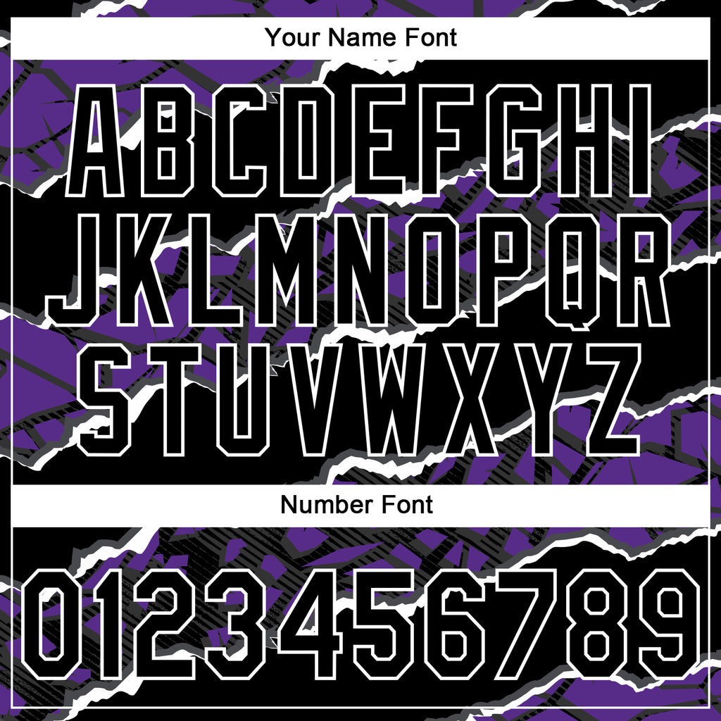 Custom Stitched Black Purple-White 3D Pattern Design Torn Paper Style Sports Pullover Sweatshirt Hoodie