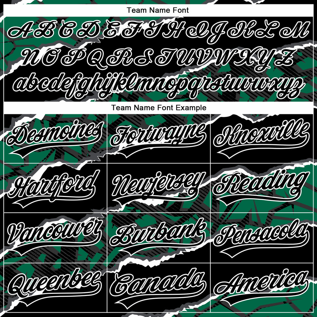 Custom Stitched Black Kelly Green-White 3D Pattern Design Torn Paper Style Sports Pullover Sweatshirt Hoodie