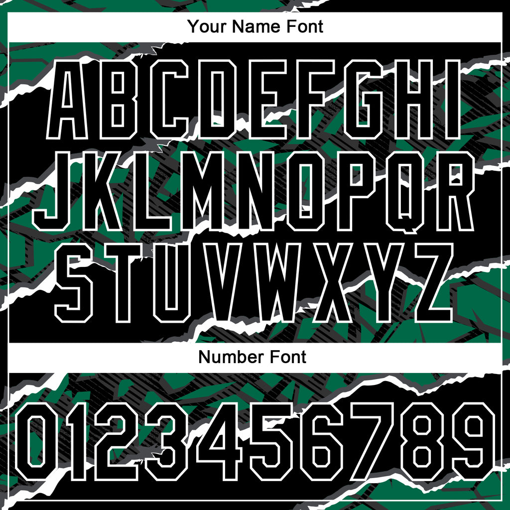 Custom Stitched Black Kelly Green-White 3D Pattern Design Torn Paper Style Sports Pullover Sweatshirt Hoodie