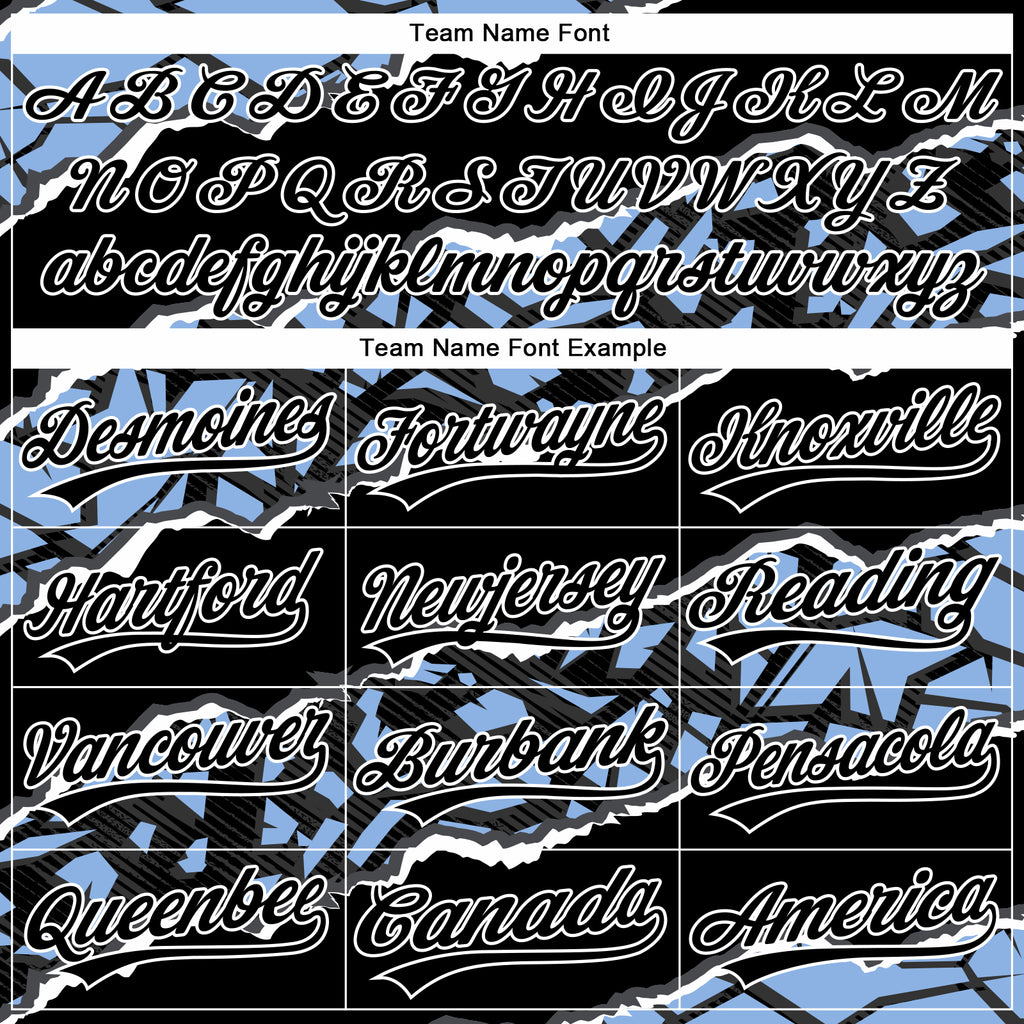 Custom Stitched Black Light Blue-White 3D Pattern Design Torn Paper Style Sports Pullover Sweatshirt Hoodie