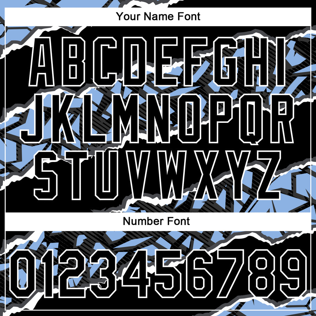 Custom Stitched Black Light Blue-White 3D Pattern Design Torn Paper Style Sports Pullover Sweatshirt Hoodie