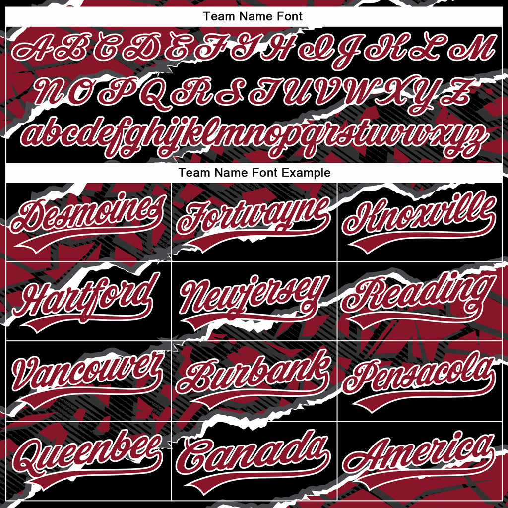 Custom Stitched Black Crimson-White 3D Pattern Design Torn Paper Style Sports Pullover Sweatshirt Hoodie