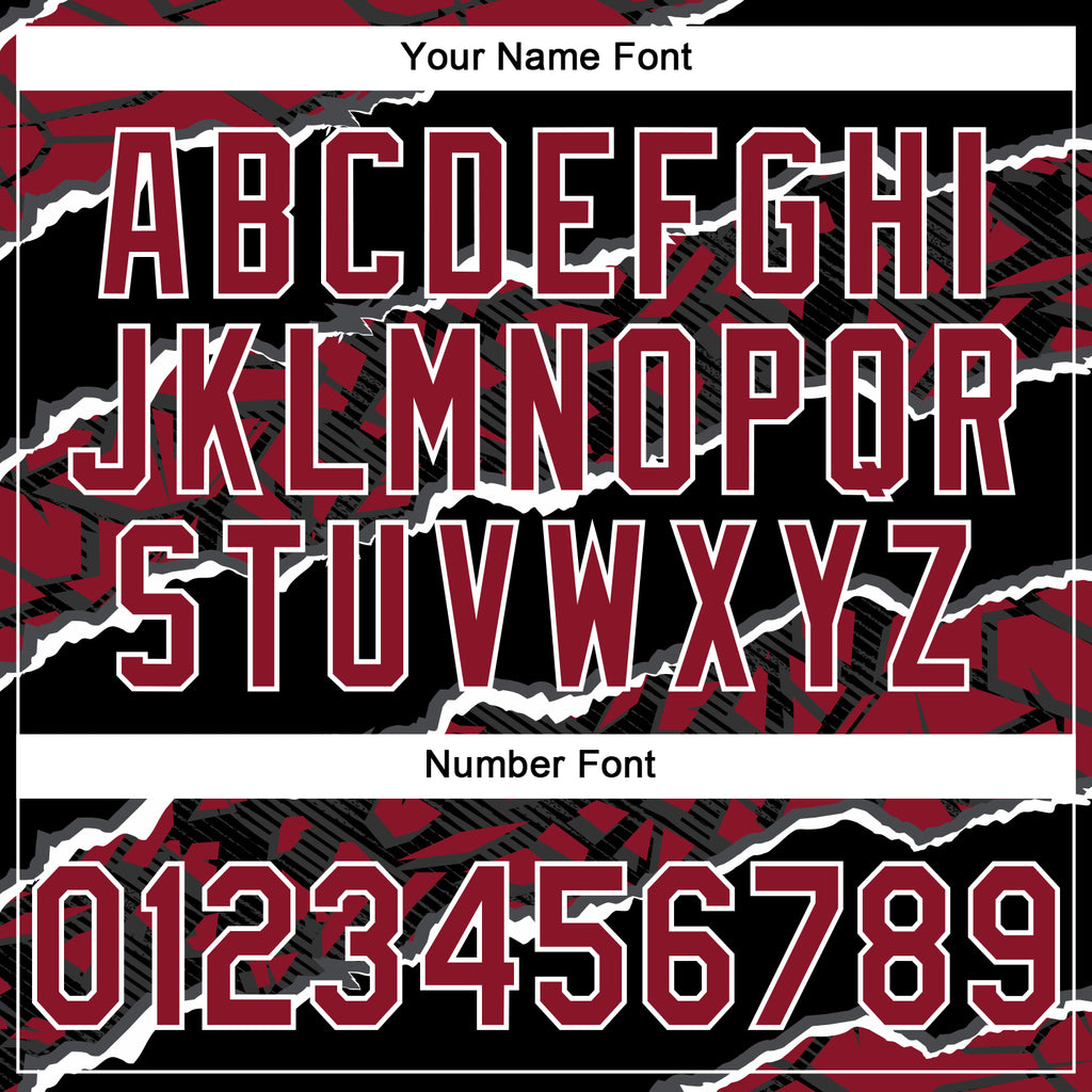 Custom Stitched Black Crimson-White 3D Pattern Design Torn Paper Style Sports Pullover Sweatshirt Hoodie