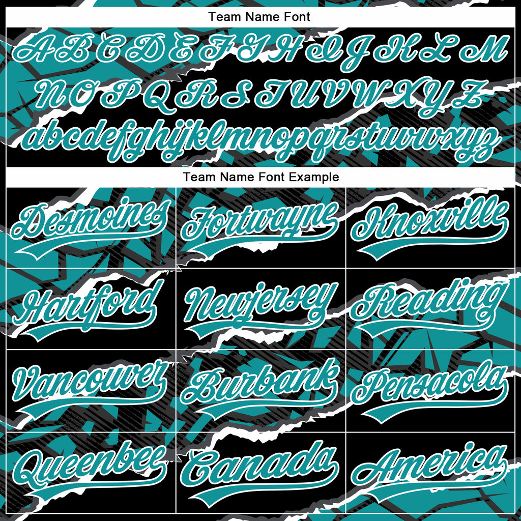 Custom Stitched Black Teal-White 3D Pattern Design Torn Paper Style Sports Pullover Sweatshirt Hoodie