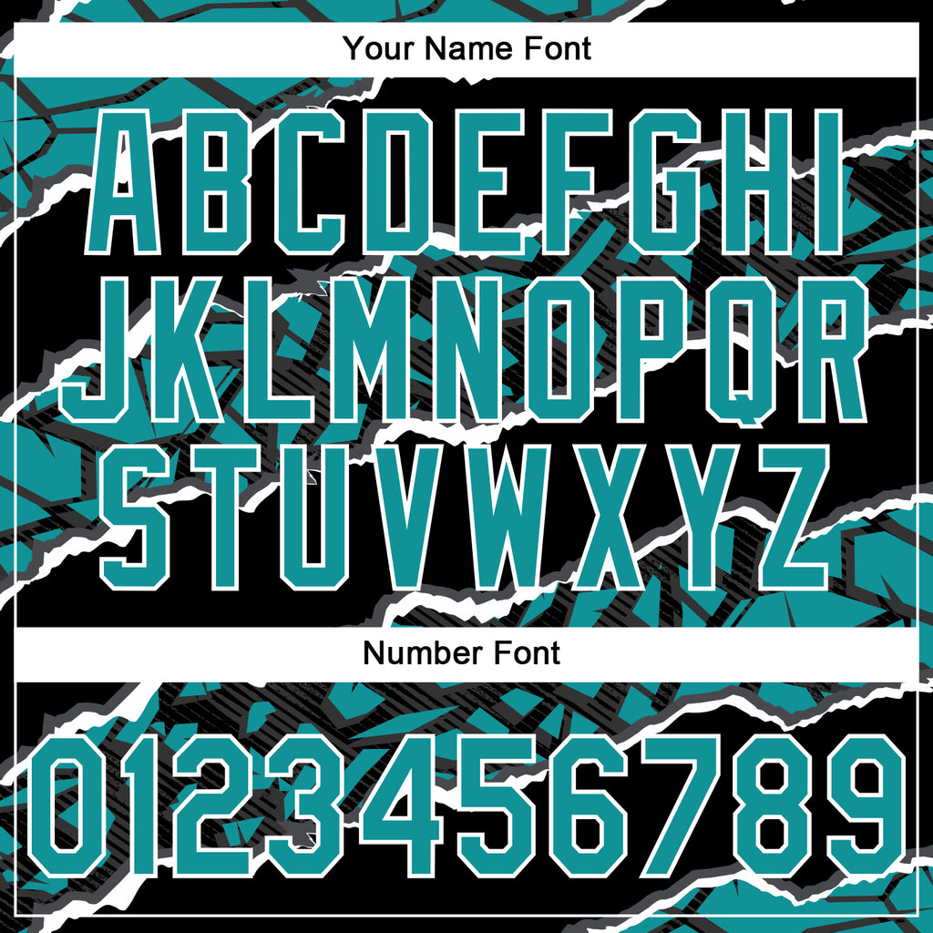 Custom Stitched Black Teal-White 3D Pattern Design Torn Paper Style Sports Pullover Sweatshirt Hoodie