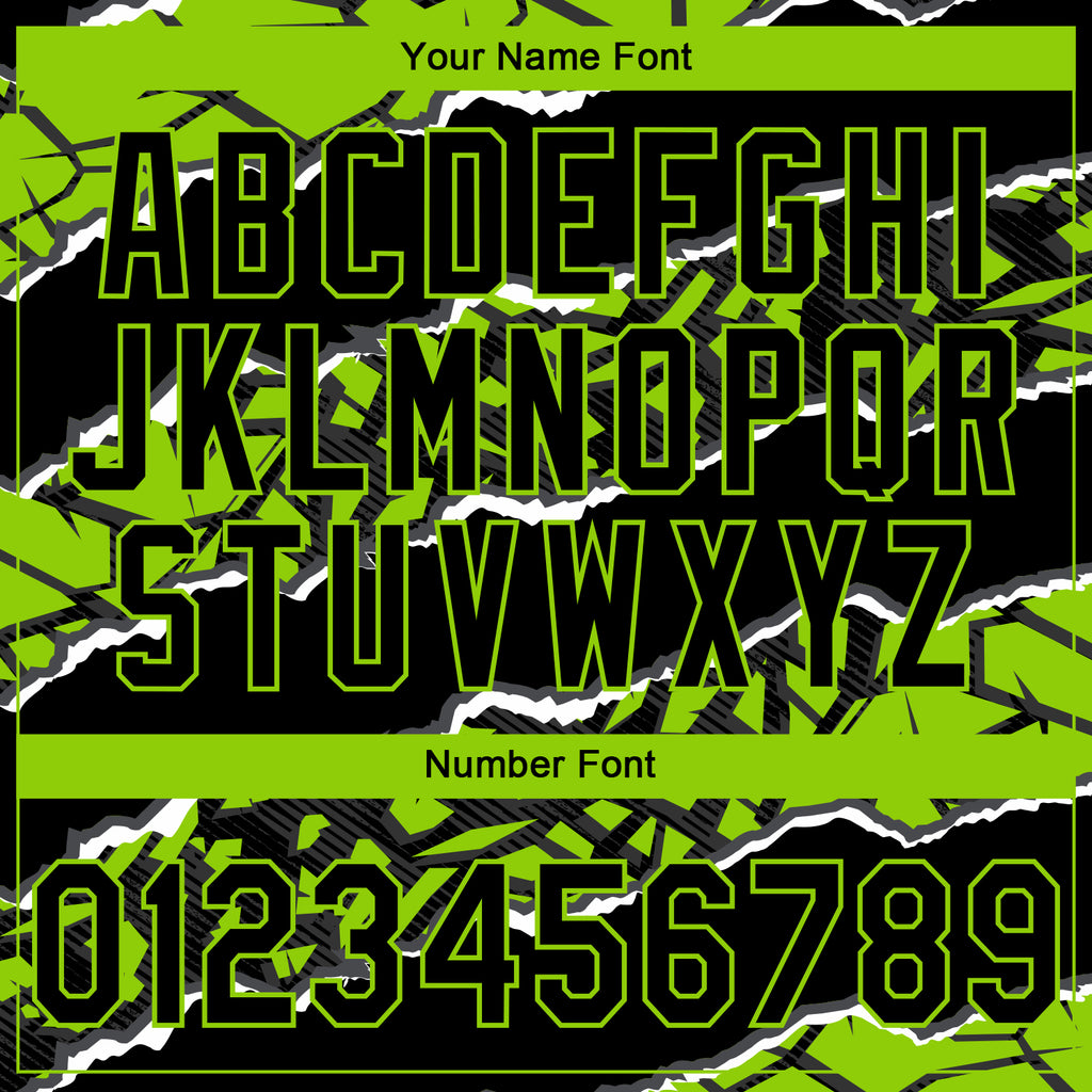 Custom Stitched Black Neon Green-White 3D Pattern Design Torn Paper Style Sports Pullover Sweatshirt Hoodie