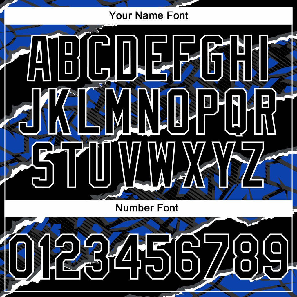 Custom Stitched Black Thunder Blue-White 3D Pattern Design Torn Paper Style Sports Pullover Sweatshirt Hoodie