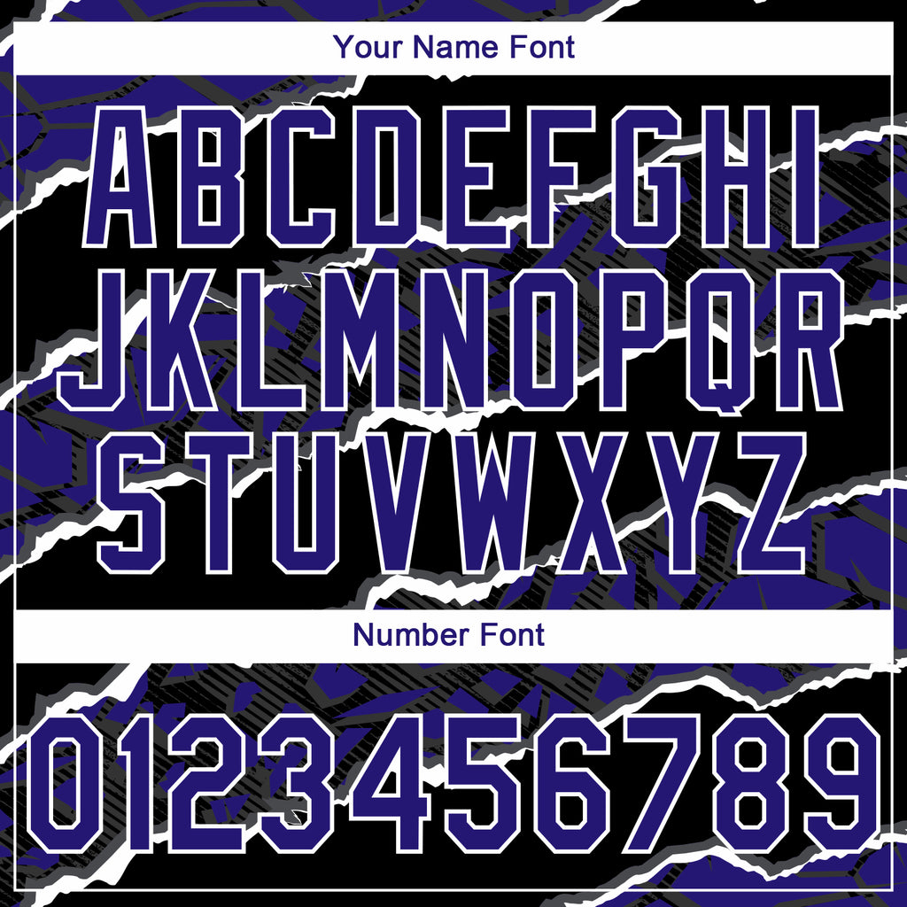 Custom Stitched Black Dark Purple-White 3D Pattern Design Torn Paper Style Sports Pullover Sweatshirt Hoodie