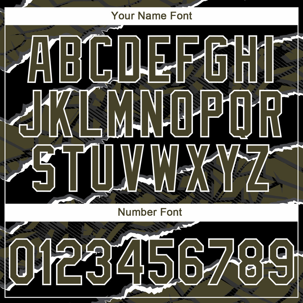 Custom Stitched Black Olive-White 3D Pattern Design Torn Paper Style Sports Pullover Sweatshirt Hoodie