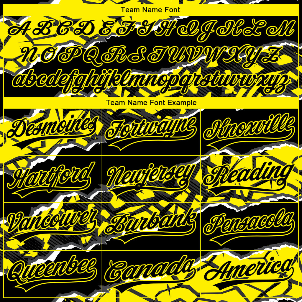 Custom Stitched Black Light Yellow-White 3D Pattern Design Torn Paper Style Sports Pullover Sweatshirt Hoodie