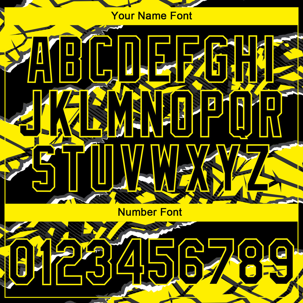 Custom Stitched Black Light Yellow-White 3D Pattern Design Torn Paper Style Sports Pullover Sweatshirt Hoodie