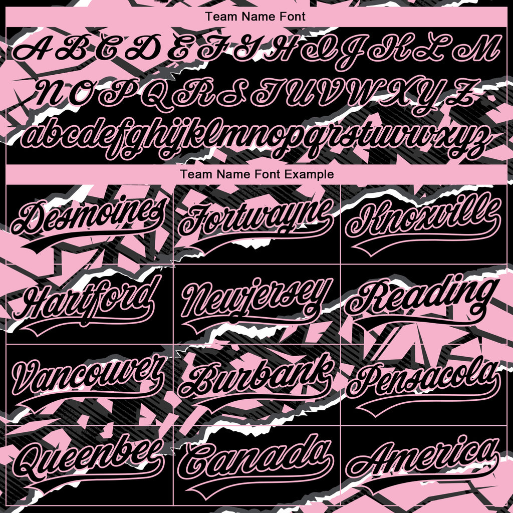 Custom Stitched Black Light Pink-White 3D Pattern Design Torn Paper Style Sports Pullover Sweatshirt Hoodie