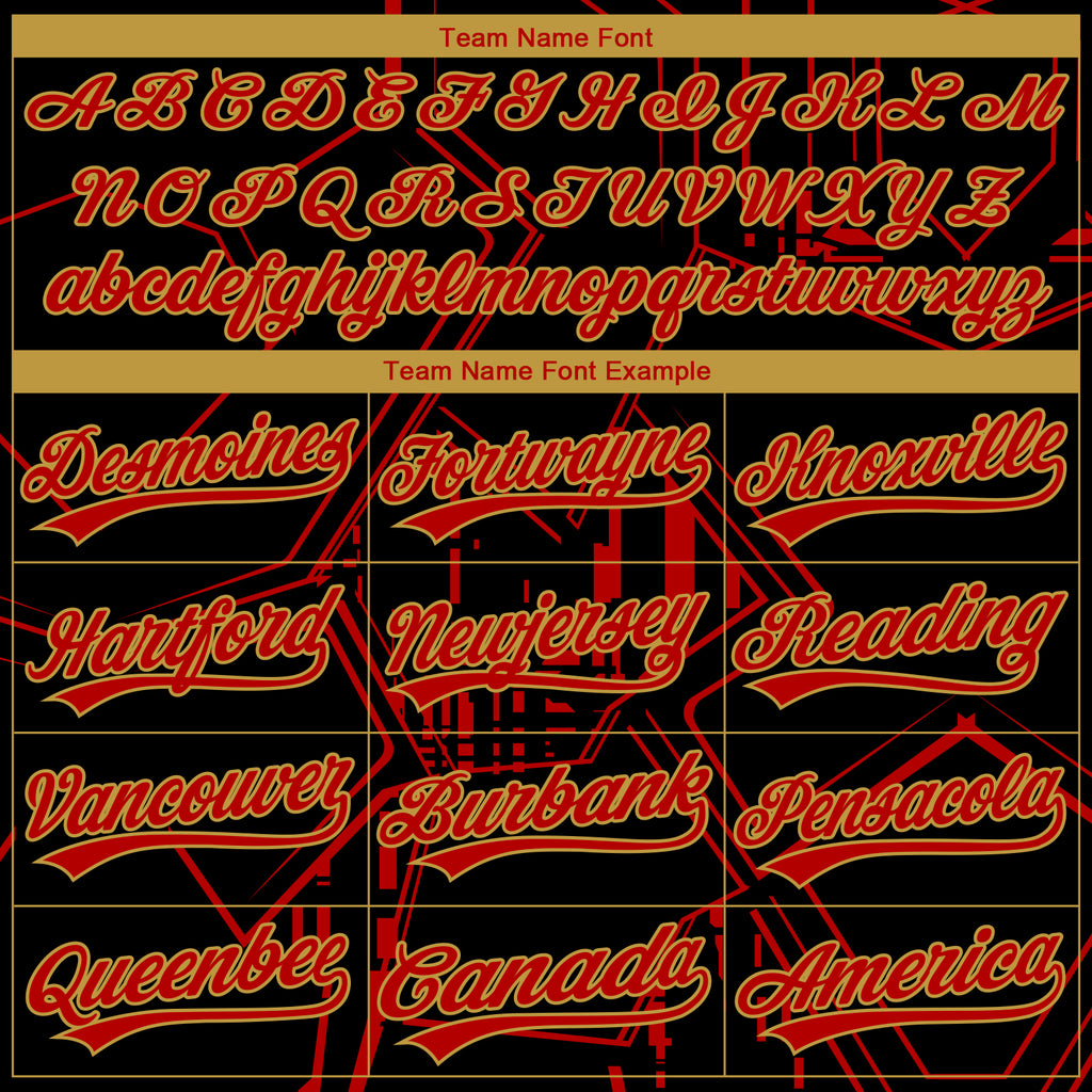 Custom Stitched Black Red-Old Gold 3D Pattern Design Line Sportswear Pullover Sweatshirt Hoodie