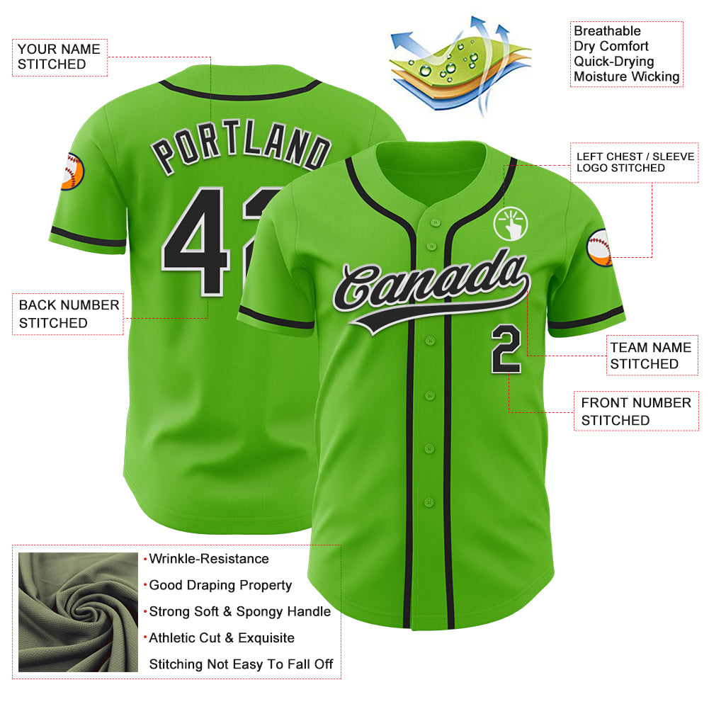 Custom Aurora Green Black-White Authentic Baseball Jersey