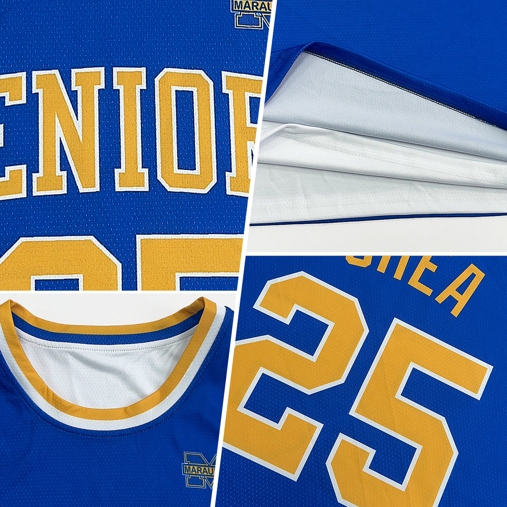 Custom Royal Gold-White Reversible Double Side Basketball Jersey