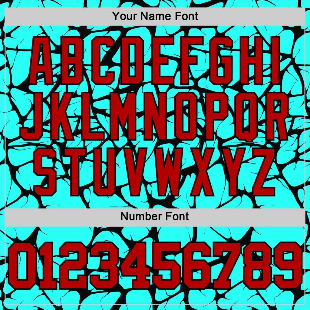 Custom Aqua Red-Black Abstract Network Round Neck Sublimation Basketball Suit Jersey
