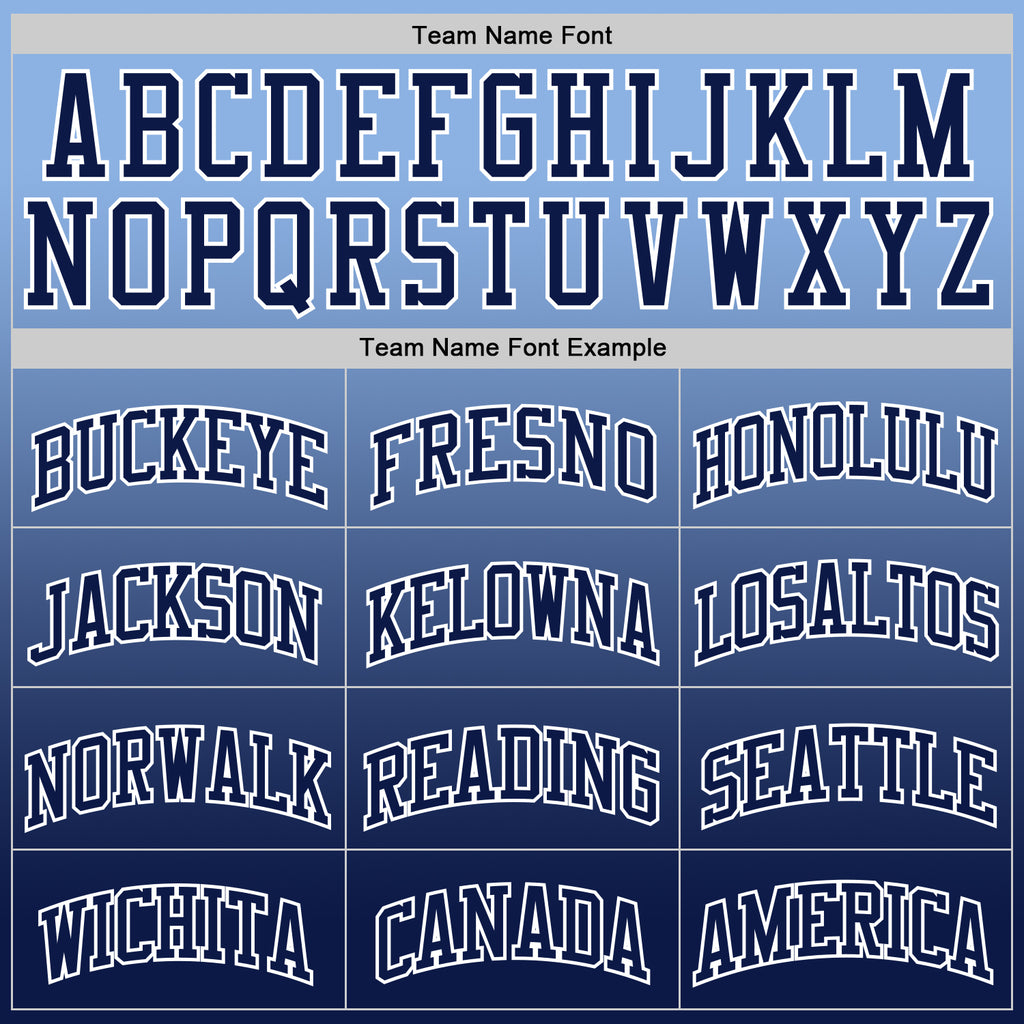 Custom Light Blue Navy-White Fade Fashion Round Neck Sublimation Basketball Suit Jersey
