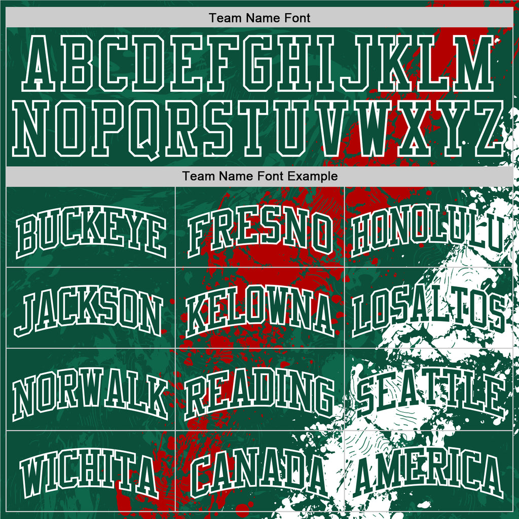 Custom Green Red-White Splash Round Neck Sublimation Basketball Suit Jersey