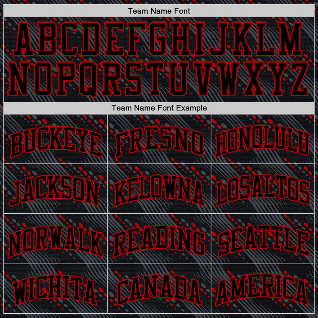 Custom Black Red Slant Lines Round Neck Sublimation Basketball Suit Jersey