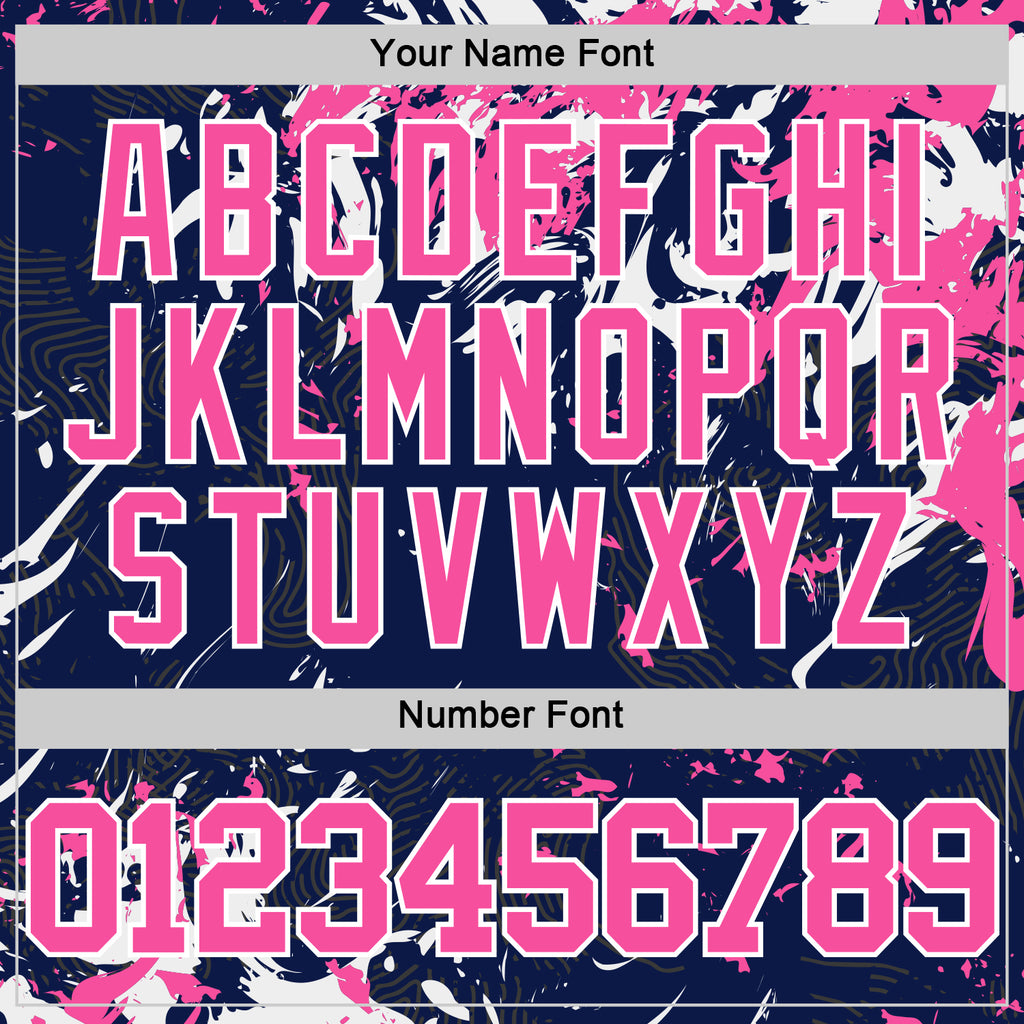 Custom Navy Pink-White Fluid Art Round Neck Sublimation Basketball Suit Jersey
