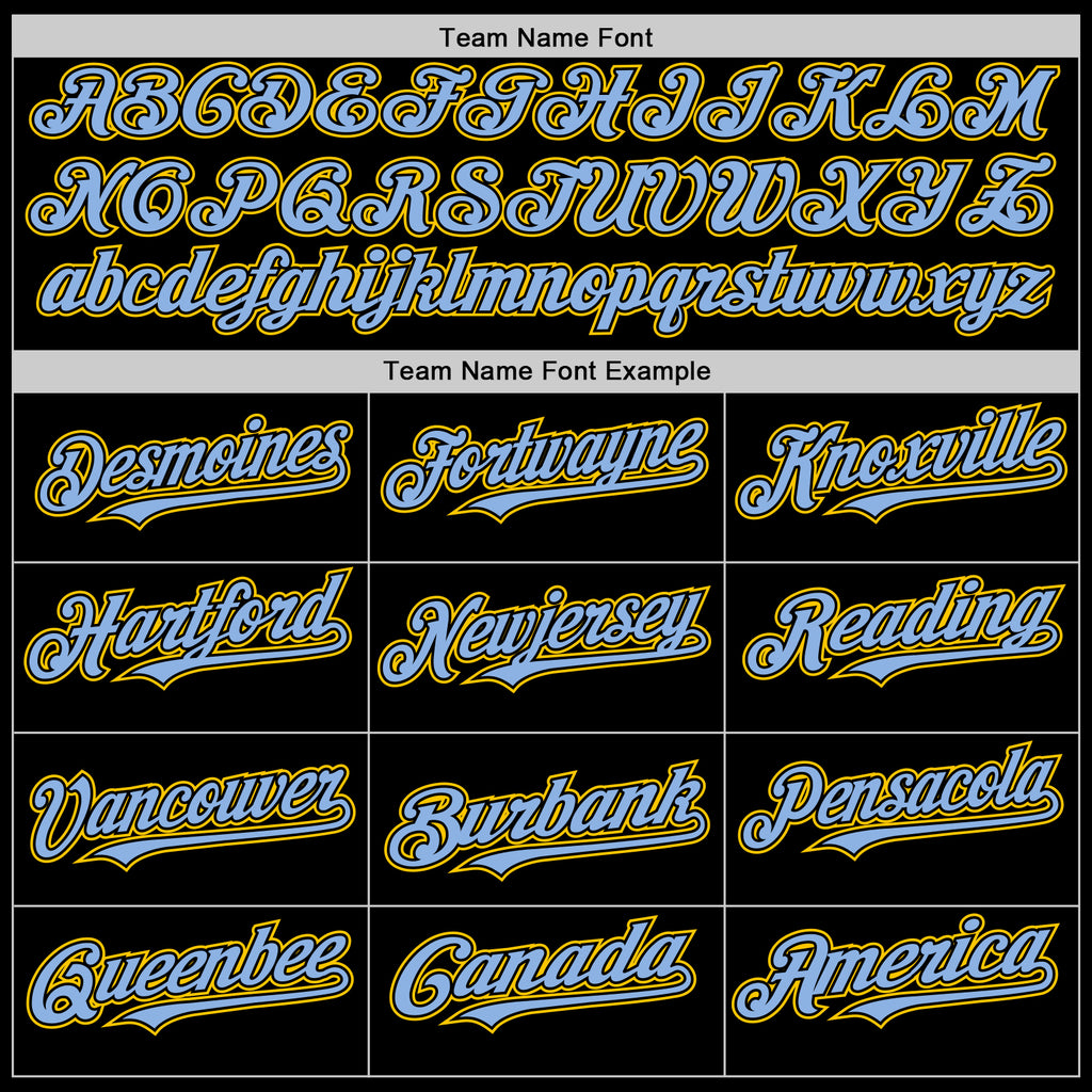 Custom Black Light Blue Pinstripe Yellow Authentic Sleeveless Baseball Jersey