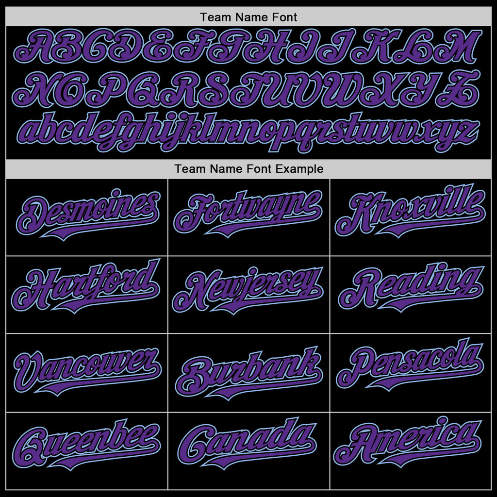 Custom Black Purple-Light Blue Mesh Authentic Throwback Baseball Jersey