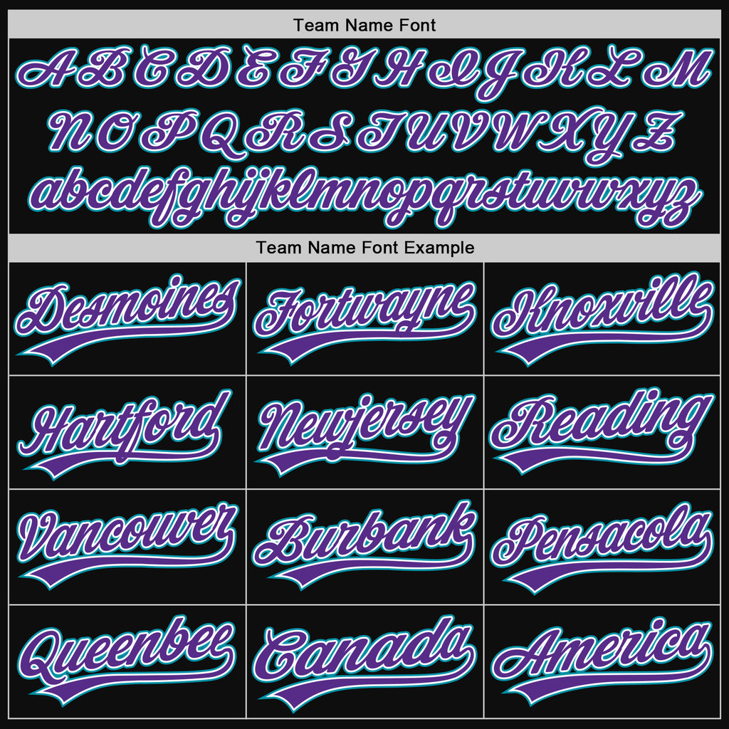 Custom Black Teal-Purple Authentic Throwback Baseball Jersey