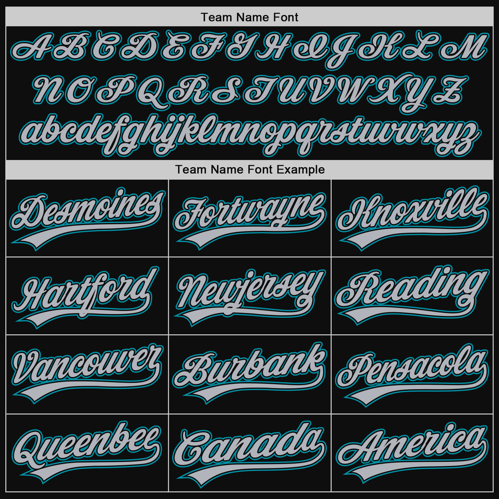 Custom Black Gray-Teal Authentic Throwback Baseball Jersey