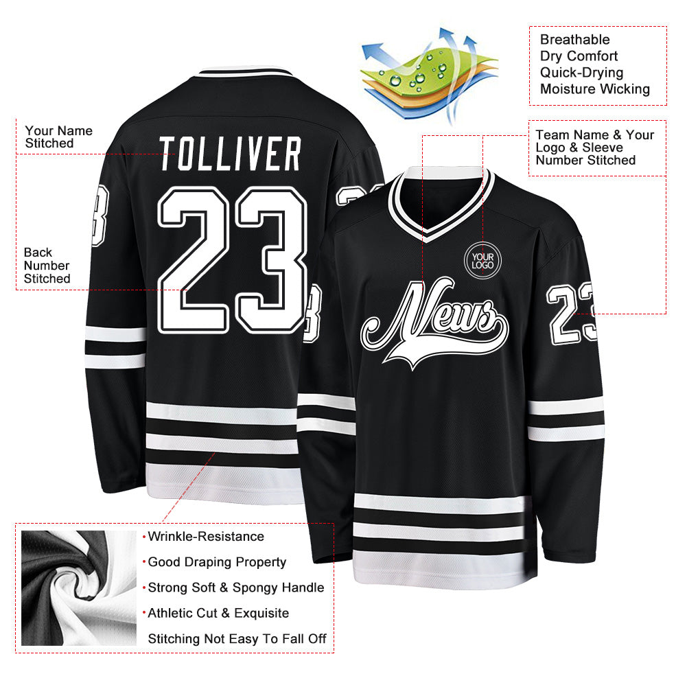 Custom Black White Hockey Jersey