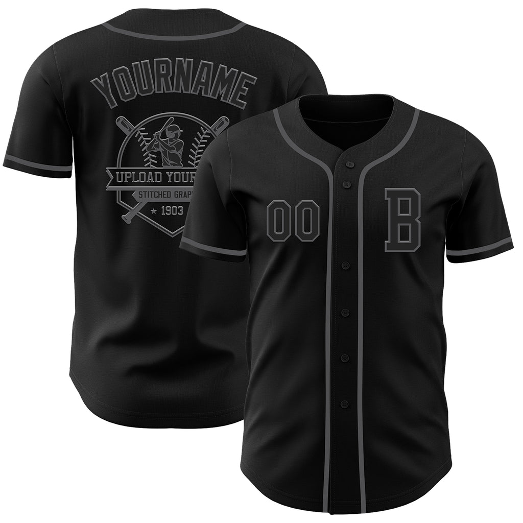 Custom Black Steel Gray Authentic Baseball Jersey