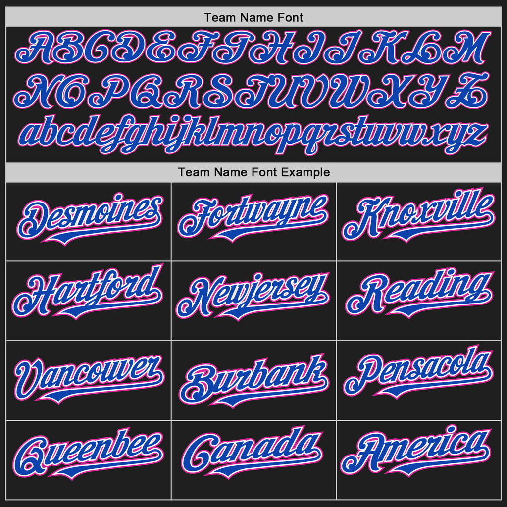 Custom Black Deep Pink Thunder Blue-White Authentic Baseball Jersey