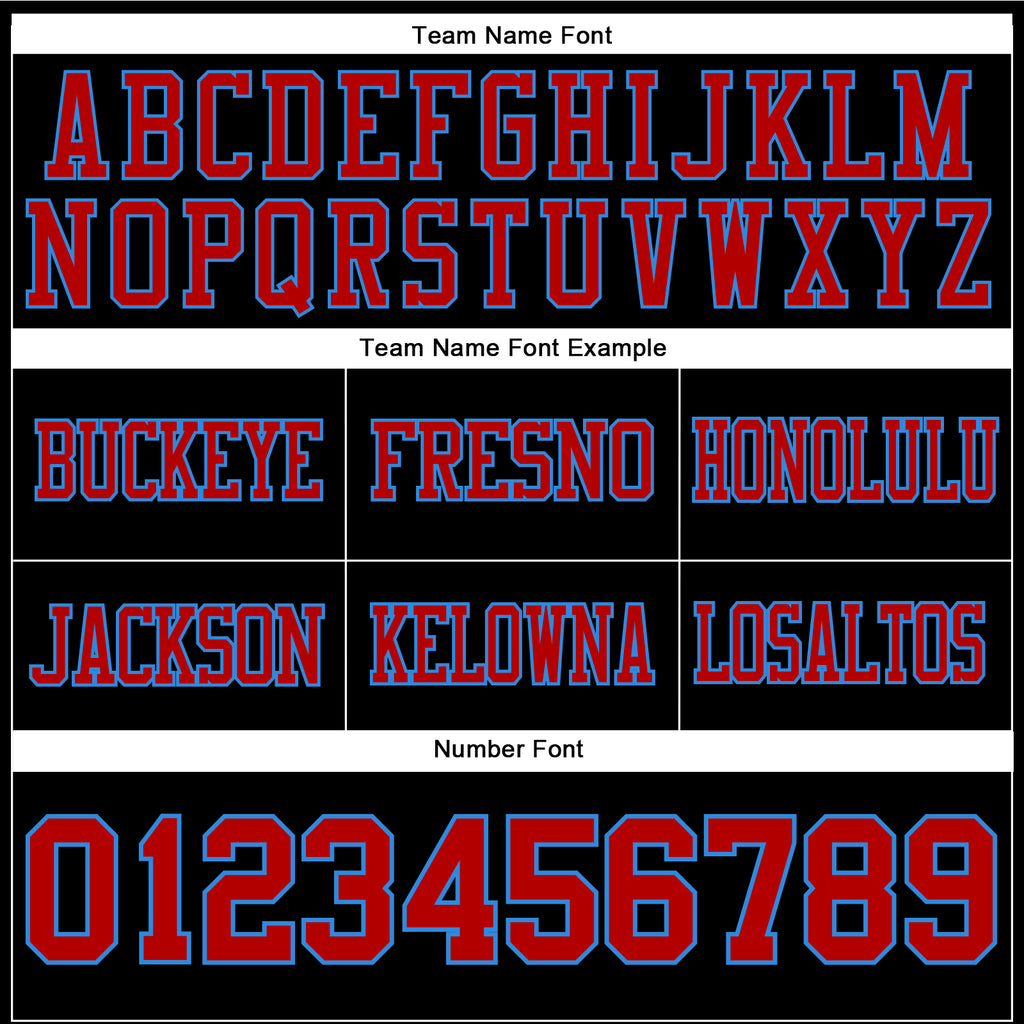 Custom Black Red-Powder Blue Authentic Football Jersey