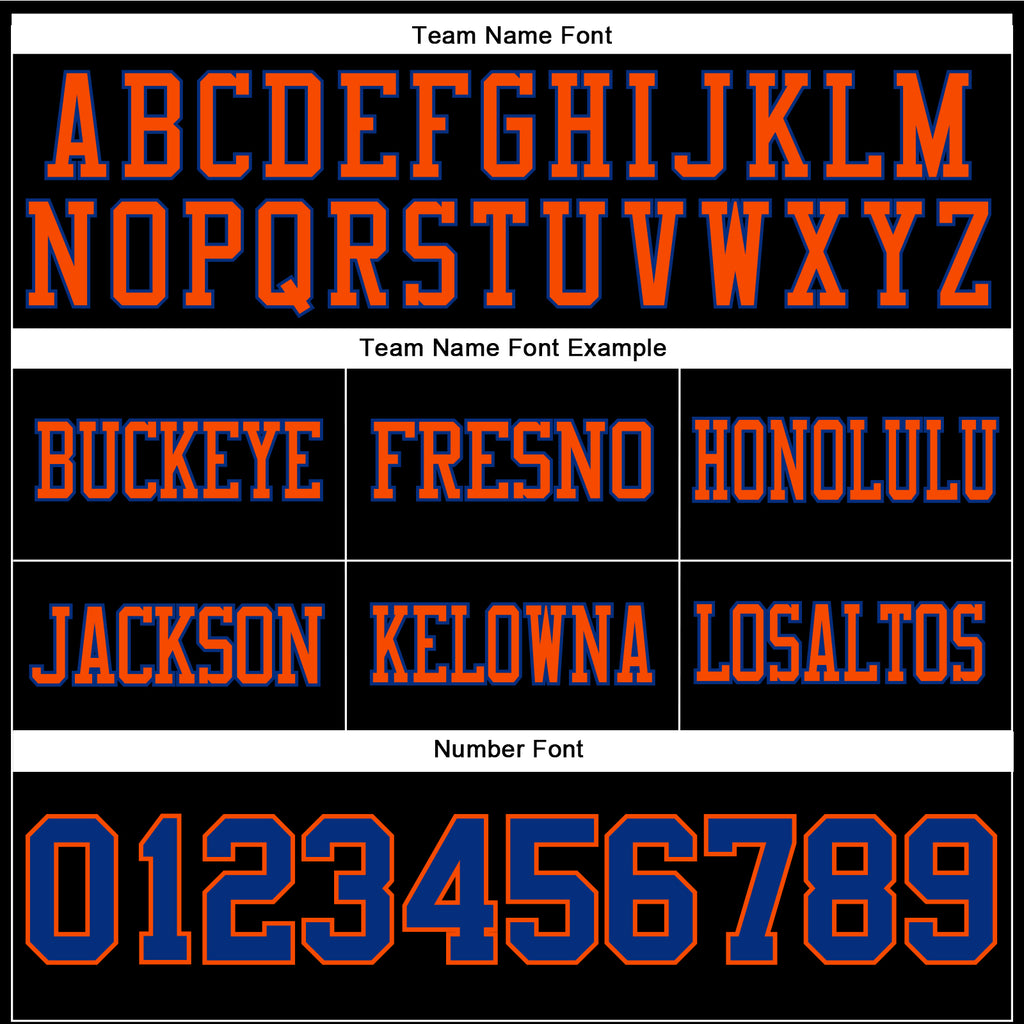 Custom Black Royal-Orange Authentic Football Jersey