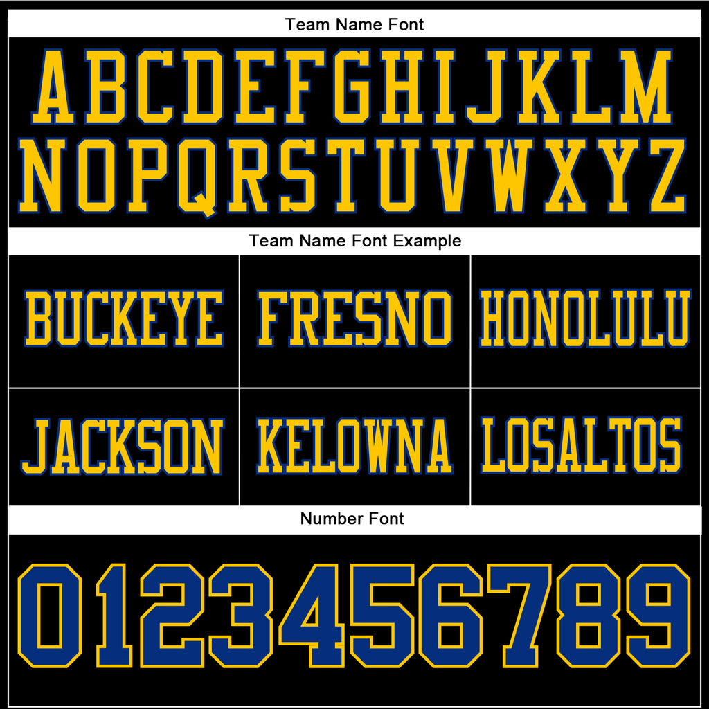 Custom Black Royal-Yellow Authentic Football Jersey
