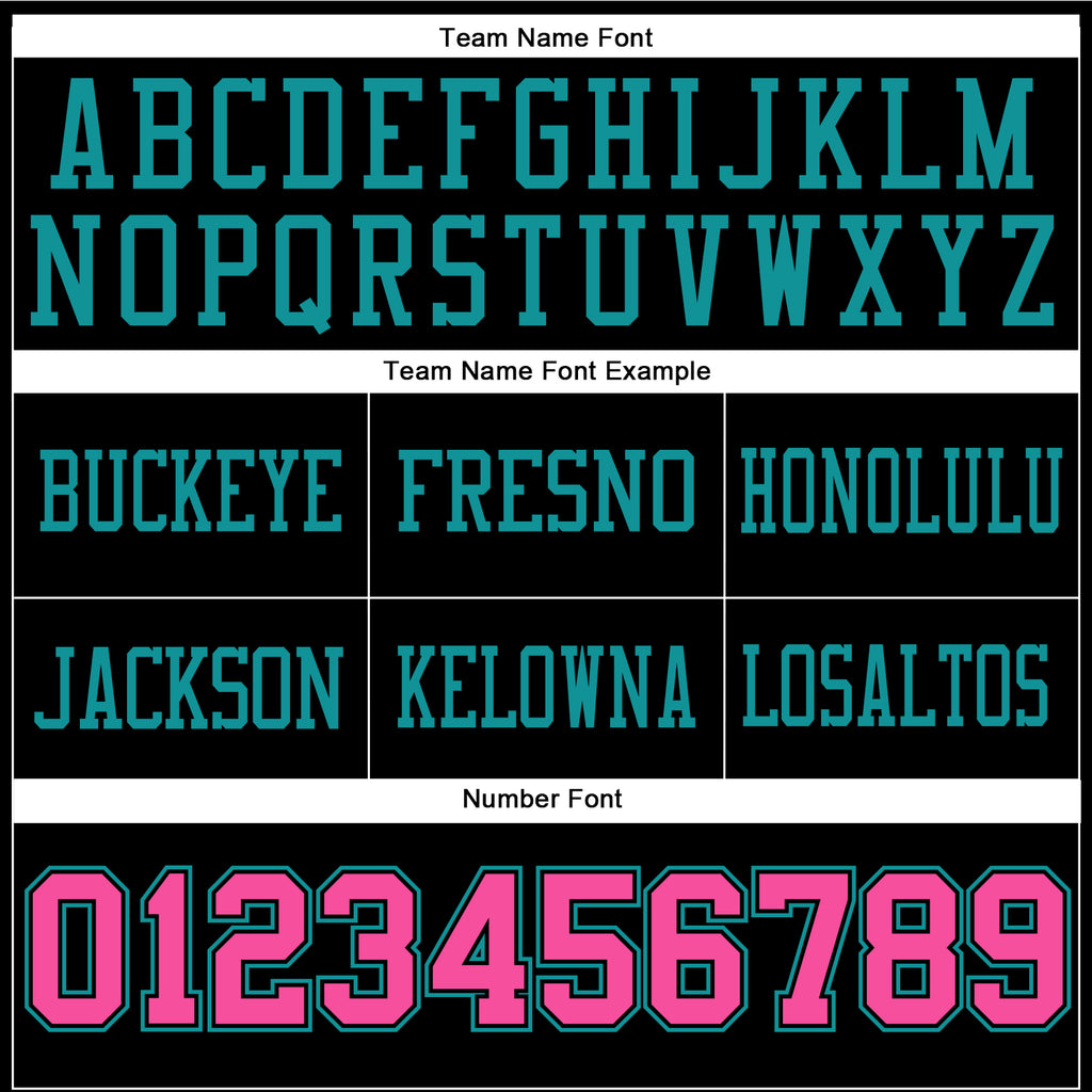 Custom Black Pink-Teal Authentic Football Jersey