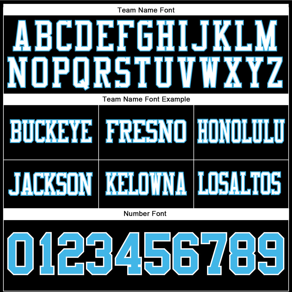 Custom Black Sky Blue-White Authentic Football Jersey
