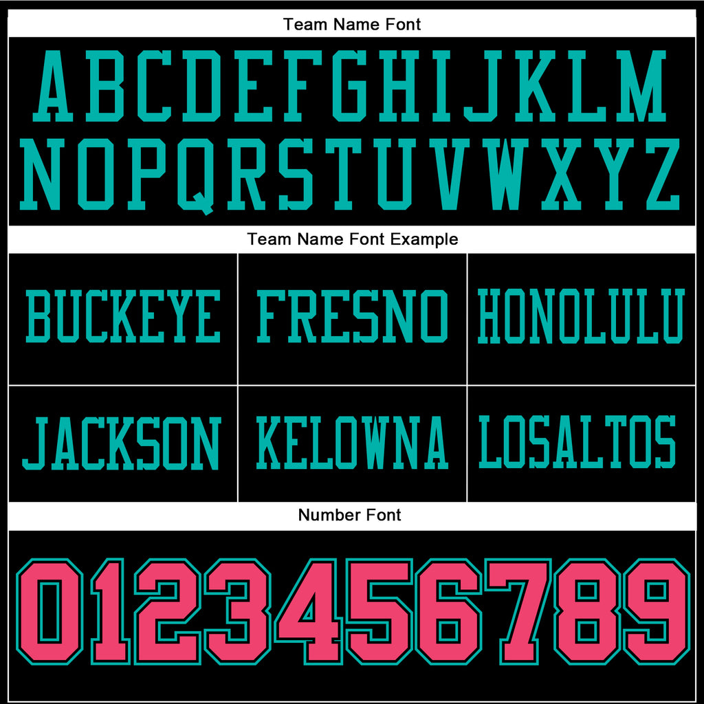 Custom Black Neon Pink-Aqua Authentic Football Jersey