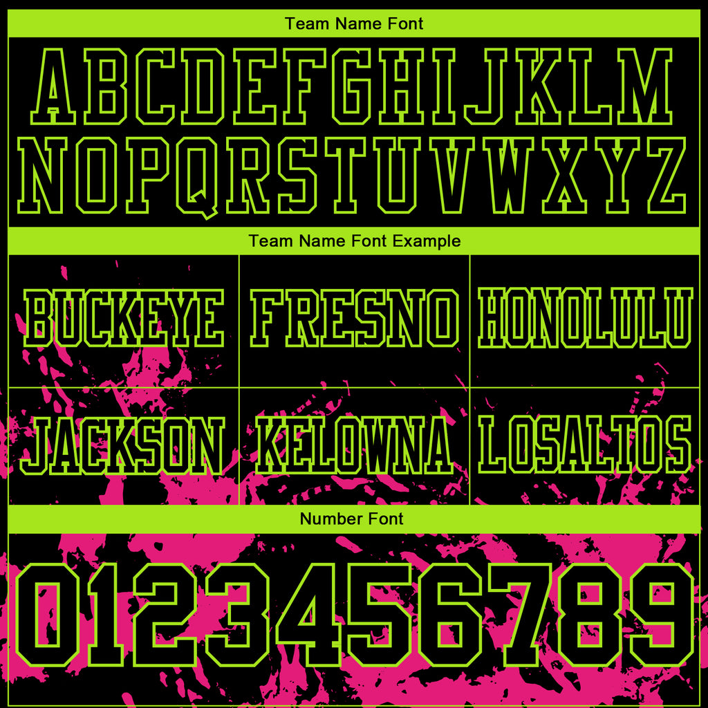Custom Black Hot Pink-Neon Green 3D Pattern Splash Authentic Football Jersey